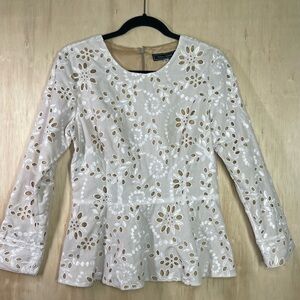 Pamel Barish Floral Eyelet Embroidery Blouse Size 8